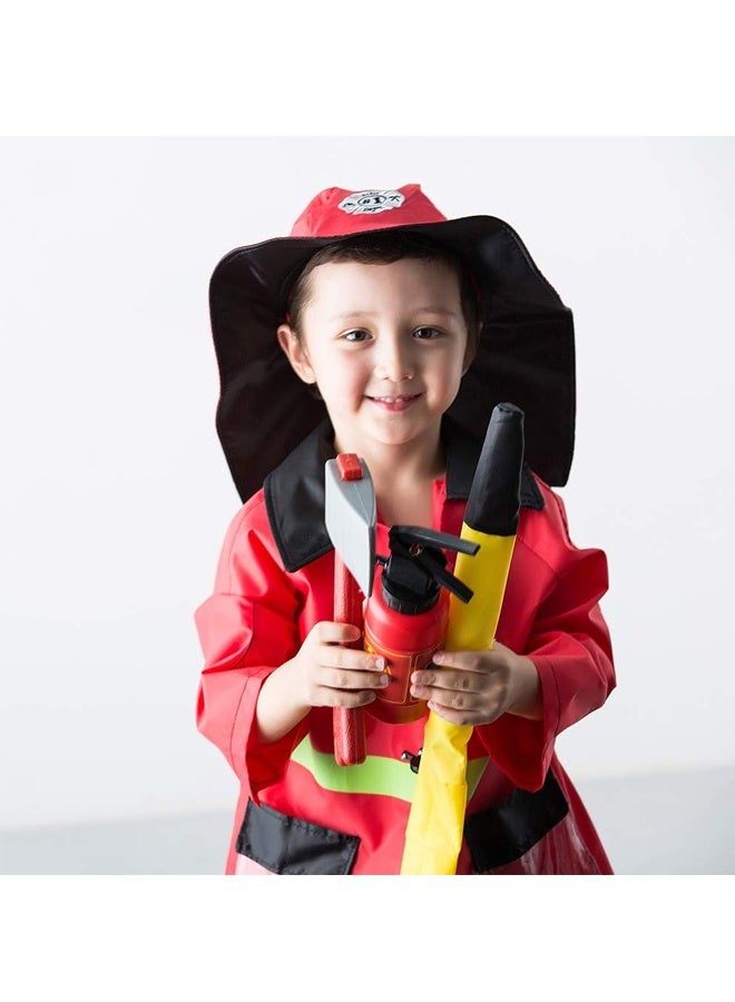 Kids Fire Brigade Costume，Firefighter Costumes, Toddler Fireman Dress up, Boy Fire Pretend Chief Outfit, Halloween Role Play Career Suit , Party Birthday Gift for 3 4 5 6 7 Year Old Girl - Image 5